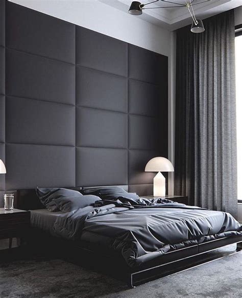 If your bed doesn't feel dreamy enough, these bedrooms might inspire you to redecorate. Large modern and masculine master bedroom. Dark grey wall ...
