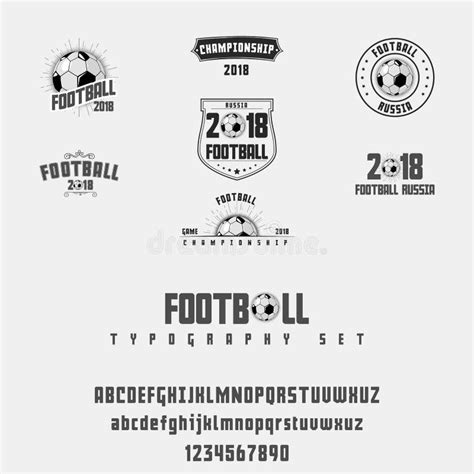Set Of Football Soccer Badge Logo And Font Vector Illustration
