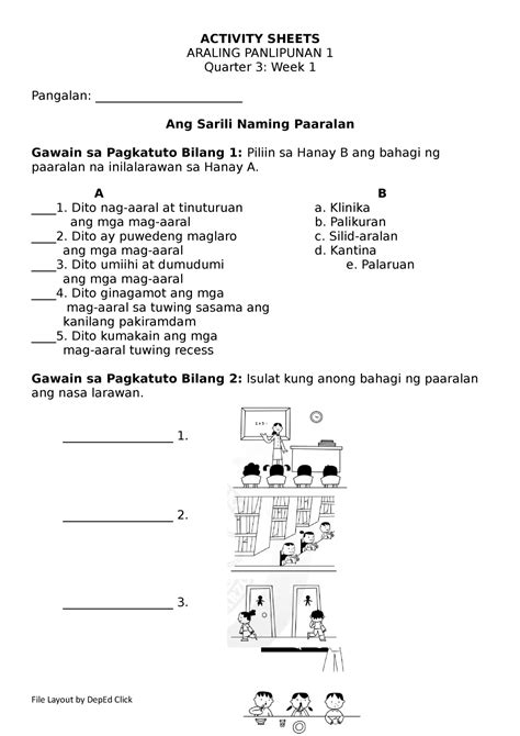 Worksheet For Grade Araling Panlipunan Araling Panlipunan Samut Images
