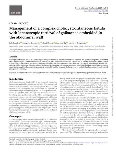 PDF Management Of A Complex Cholecystocutaneous Fistula With