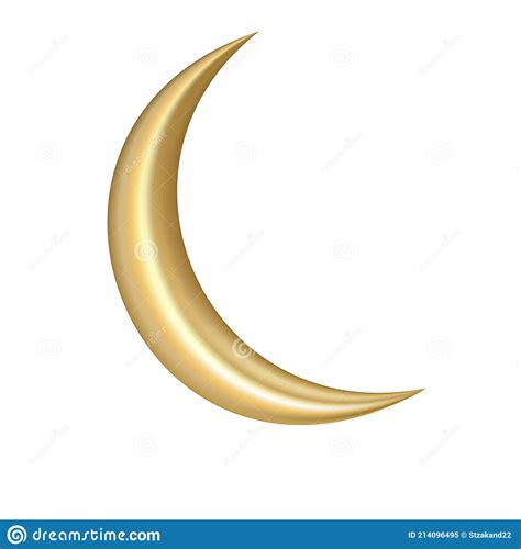 Vector Golden Crescent Moon Isolated On White Background Stock Vector