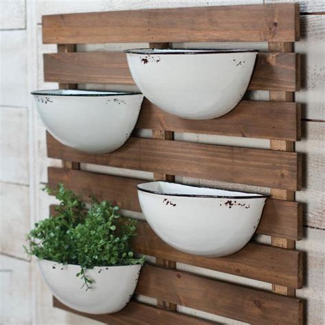 Foreside Home And Garden Rustic Slat Wood Wall Planter With Four