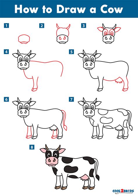 How To Draw Easy Cow Drawings By Step