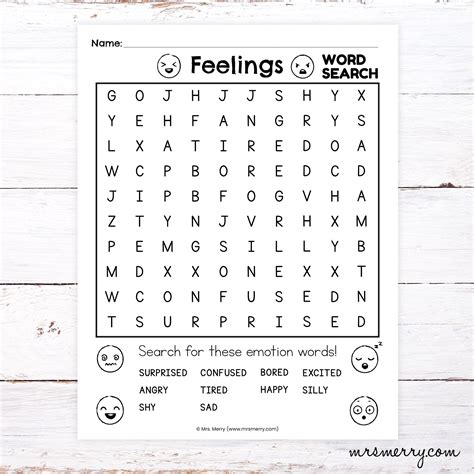 Feelings And Emotions Word Search Printable Printable Word Searches