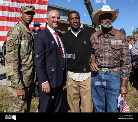 Louisiana Governor John Bel Edwards Meets Soldiers With The 1020th