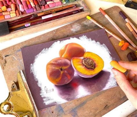 Original Soft Pastels Painting Peaches Story Etsy Soft Pastel