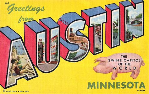 Greetings From Austin Minnesota 1951 Postcard Reproduction Minnesota