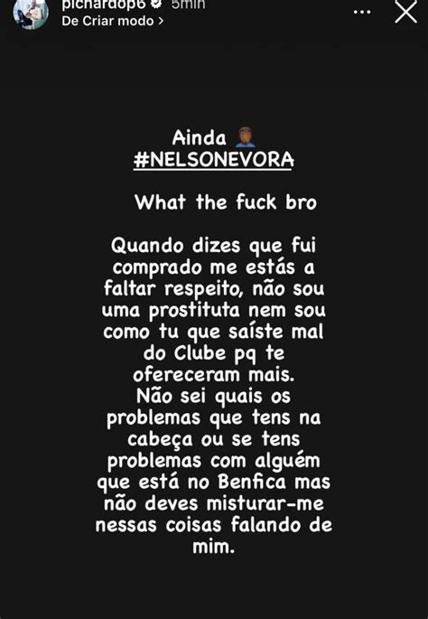 cabine desportiva on twitter pichardo responde a nelson evora não sou uma prostituta nem tu