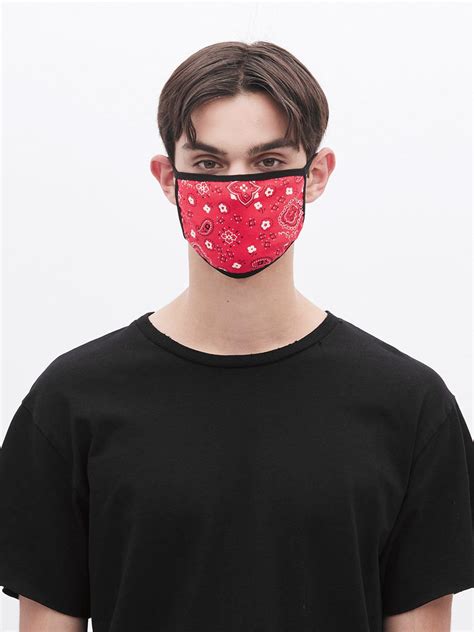 Triple Layered Protective Bandana Red Paisley Face Mask Profound