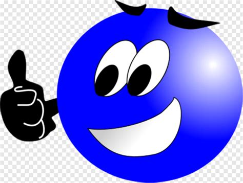 Thumbs Up Emoji Smiley Face In Blue Png Download 600x454 355288