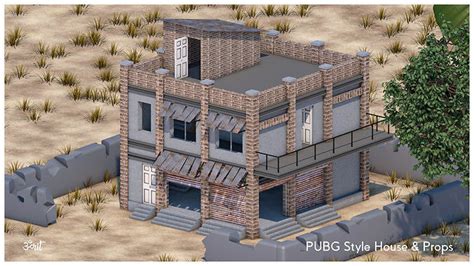 Pubg Style House And Props 3d Model Cgtrader