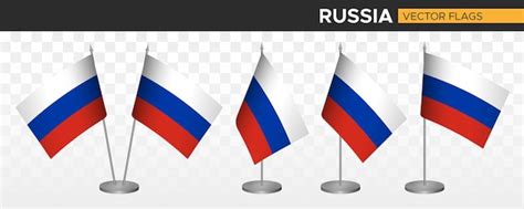 Bandeiras De Mesa Da Rússia Maquete Ilustração Vetorial 3d Bandeira De Mesa Da Federação Russa