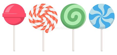 Set Of Colorful Lollipop Sweet Candies Vector Illustration Stock