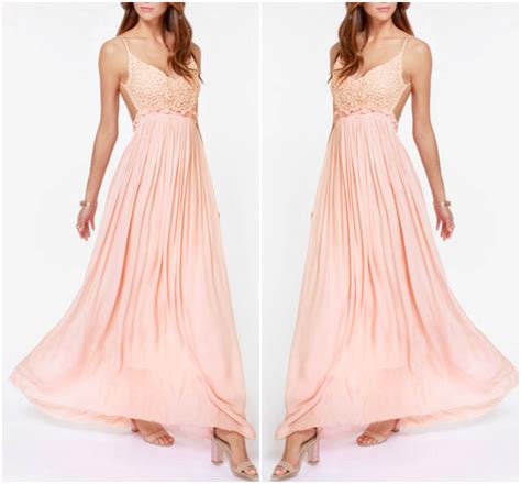 Gorgeous Pink Lace And Chiffon Long Backless Dress On Luulla