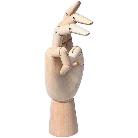 Juvale Wood Hand Model 7 Mannequin With Flexible Wooden Fingers For