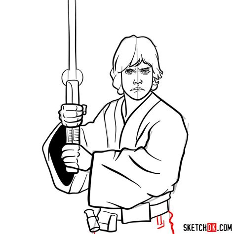 How To Draw Luke Skywalker Sketchok Easy Drawing Guides