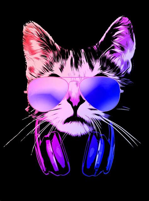 Cool Dj Cat In Neon Lights Digital Art By Megan Miller Fine Art America