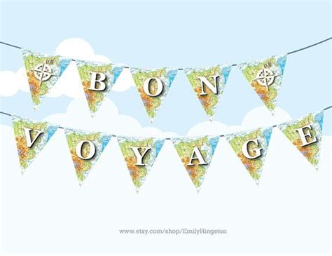 Bon Voyage Map Bunting Large Printable Diy Party Decoration