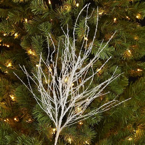 Beaded Icy Branch Tree Pick White White Christmas Trees Silver