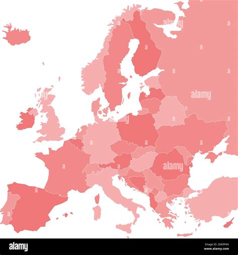 Blank Map Of Europe Vector Illustration In Red Shades On White Background Stock Vector Image