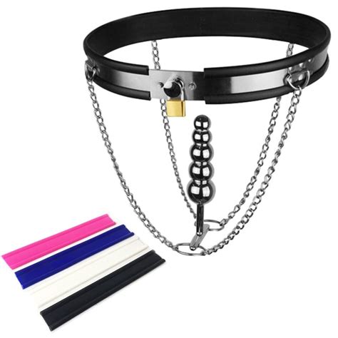 Stainless Steel Chain Female Chastity Belt Adjustable Waist Size Butt Plug Bondage Gear Chastity