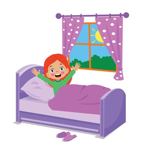 Cute Kid Waking Up In The Morning 14831155 Vector Art At Vecteezy