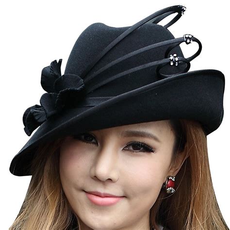 Fashion Wool Hats For Women Felt Hat Fedoras New Arrival Black