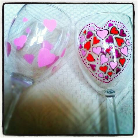 Valentines Glasses Glass Painting Diy Crafts Crafts