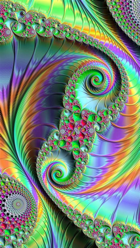 An Abstract Computer Generated Image With Spirals And Bubbles In Green