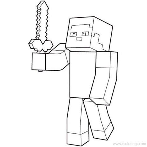 Minecraft Sword Coloring Pages Sword In Steves Hand