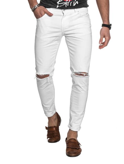 Mens Clothing White Ripped Jeans Nohow Summer