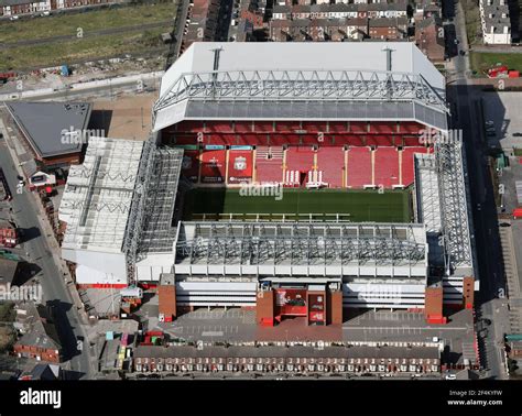 Aerial View Of Liverpool Fcs Anfield Stadium Football Ground
