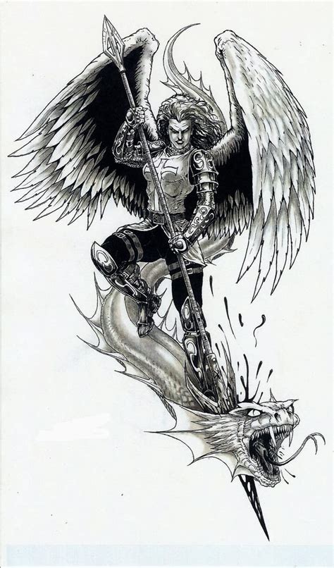 Female Warrior Guardian Angel Tattoo Design