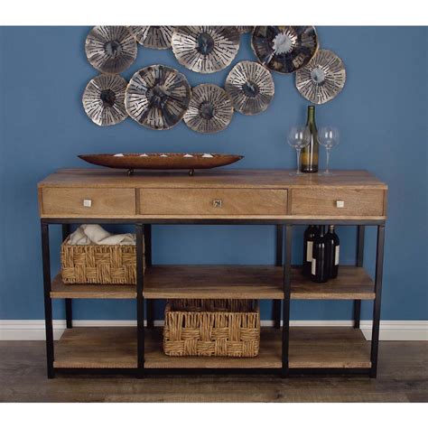 The sophia console table from wayfair is a versatile option, with sturdy wood construction that comes in two finishes that. 33 in. x 55 in. Natural Brown Mango Wood Storage Console ...