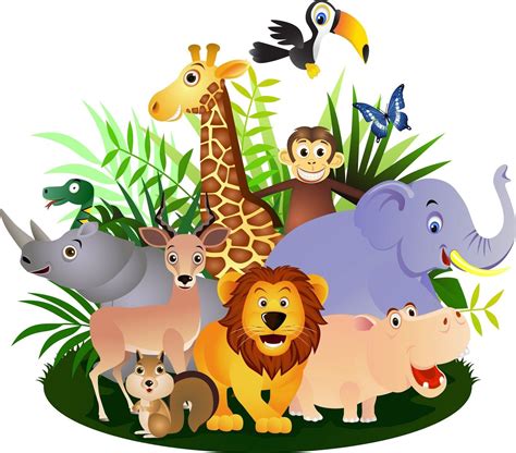 Set Con 10 Ilustraciones De Animales De La Selva Dibujos Vectoriales