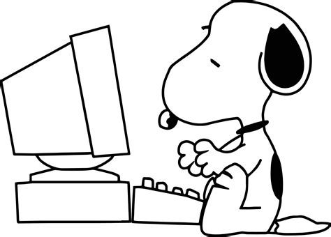 It's enough to mention frozen, spiderman, winnie the pooh, dora. Snoopy And A Computer Coloring Page | Wecoloringpage.com