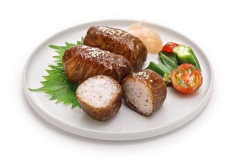 Beef Wrapped Rice Balls Japanese Food Stock Image Image Of Homemade