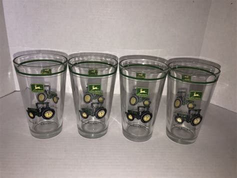 Vtg Gibson John Deere Drinking Glass 16 Oz Set Of 4 Ebay