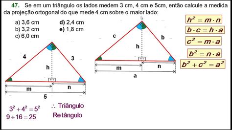 Exercícios De Relações Métricas No Triângulo Retângulo Com Gabarito Doc