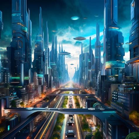 Premium Photo Futuristic City