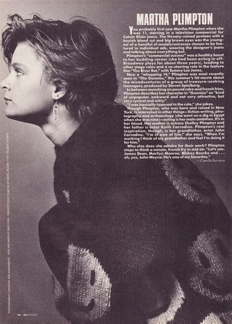 Martha Plimpton Shot by Christof Von Hohenberg For Infashion 1985