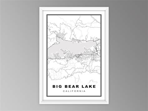 Big Bear Lake Map Print Big Bear Lake Wall Art Big Bear Lake Etsy