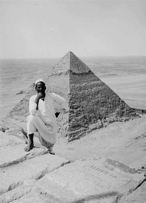 A Local Poses For The Camera Atop One Of The Great Pyramids Of Giza Circa 1900 [1472x2048
