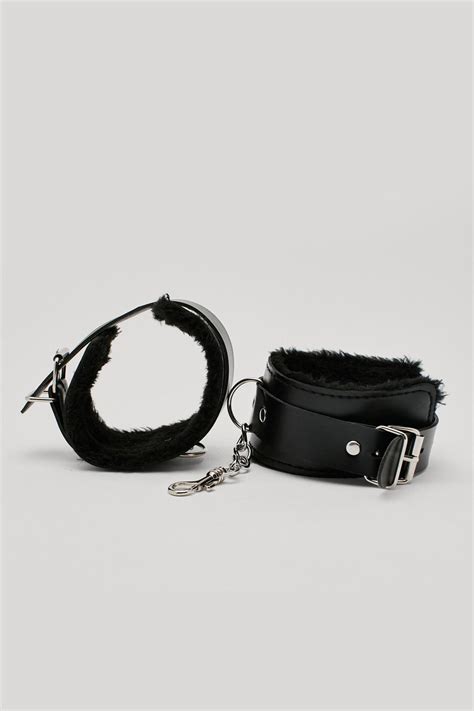 Faux Leather Faux Fur Lined Hand Cuffs Nasty Gal