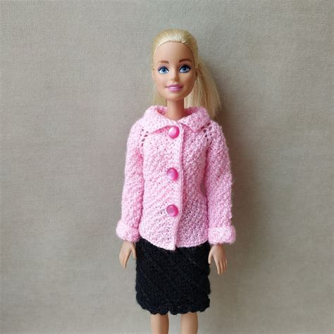 Knitted Pink Sweater For Barbie Doll Clothing For Barbie Etsy