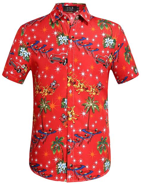 SSLR Men S Santa Claus Holiday Party Hawaiian Ugly Christmas Shirt Christmas Shirts