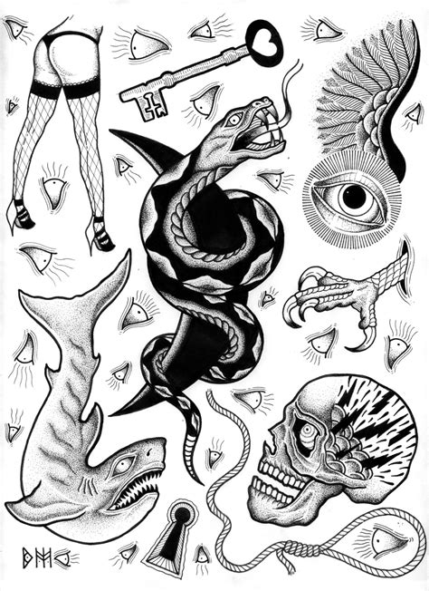 20 Black Simple Traditional Tattoo Flash Background Wallpaper