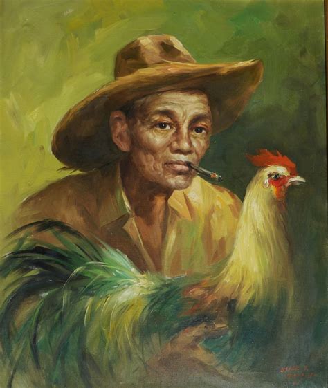 Oscar T Navarro 1921 1973 Well Listed Filipino Artist Painting Of A