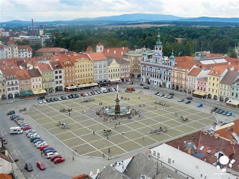 Paese repubblica ceca, regione boemia meridionale. Boemia meridionale, piazza centrale di Ceske Budejovice ...