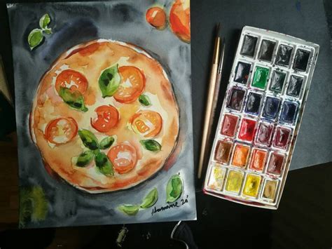 Italian Food Art Pizza Watercolor Painting Original Etsy